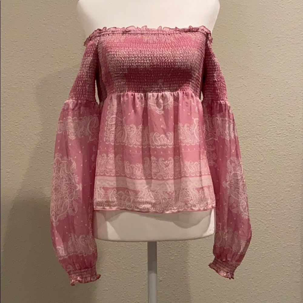 Intermix off the shoulder silk top